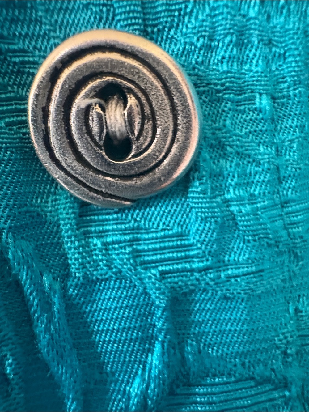 Chico's Teal Crinkled Button-Front Jacket - Picture 5 of 5